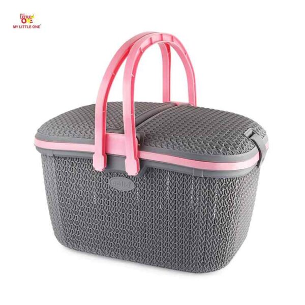 Cello: Knits Style Multiurose Shopping Plastic Basket Grey With Pink