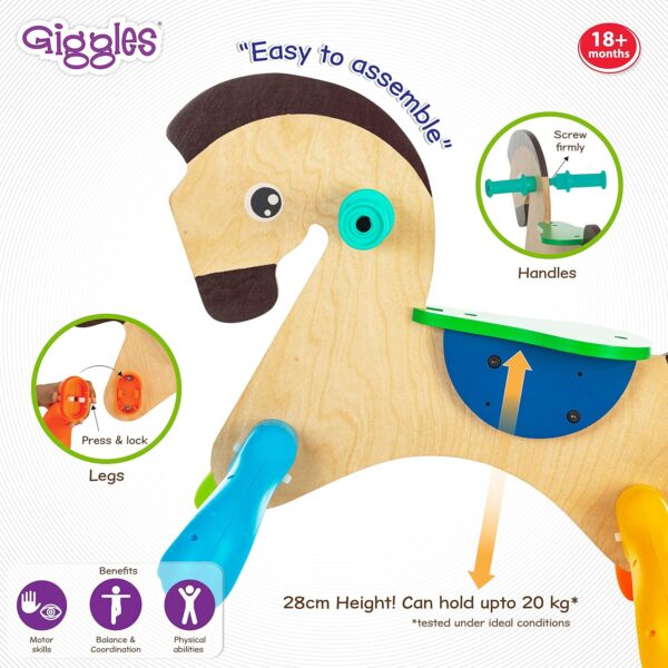 Funskool Giggles - My First Pony, Ride On Toy, Wooden, Ride-on for Toddlers
